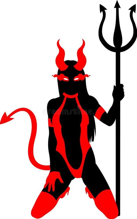 Devil Girl Silhouette With Trident Stock Vector Illustration Of Demon Lady