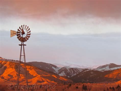 Wallpaper Ranch Sky Snow Mountains Windmill Clouds Rural