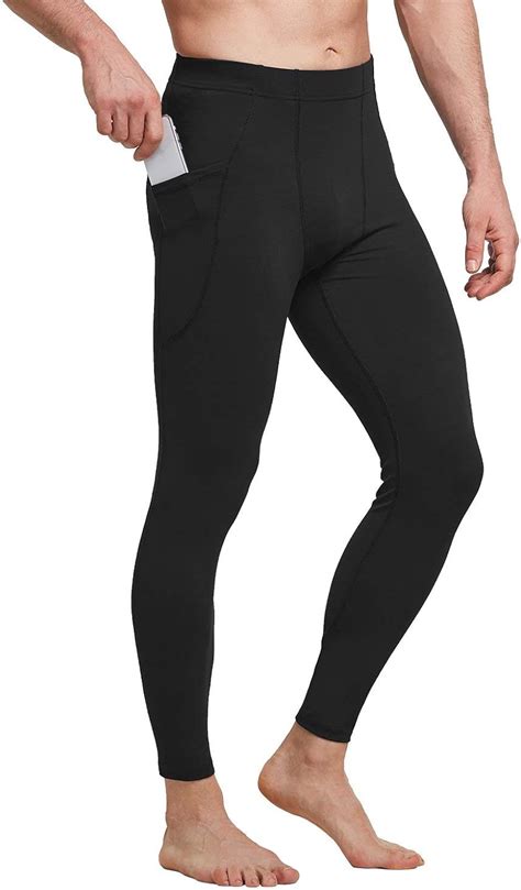 Baleaf Mens Running Tights With Pockets Athletic Sports Yoga Leggings Compression Pants For