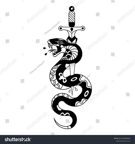 Snake Sword Tattoo Design Vector Download Stock Vector Royalty Free