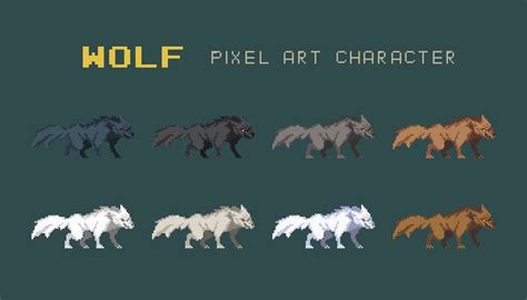 Wolf Pixel Art Character Gamedev Market Pixel Art Characters Pixel