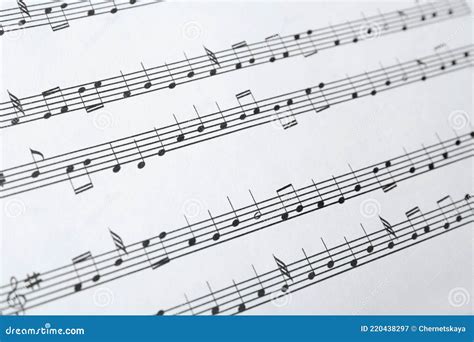 Paper Sheet With Musical Notes Closeup Stock Image Image Of Creative
