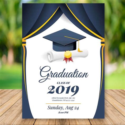 Editable Classic Graduation Invitation 1 Digital File Bobotemp