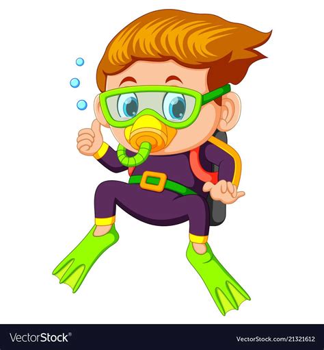 Cartoon Boy Diving Vector Image On Vectorstock In 2020 Cartoon Boy