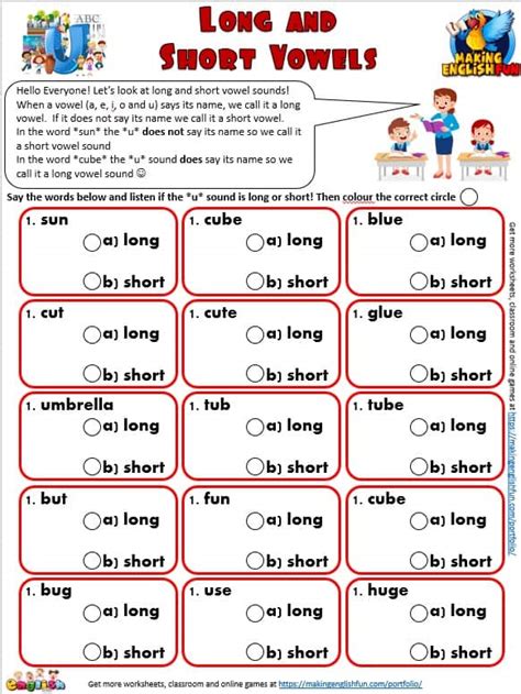 Long And Short Vowels Worksheets 6 Versions Editablemaking English Fun