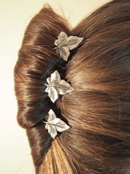 Three Small Pins Hair Ivy Leaves Etsy Épingles à Cheveux Bijoux