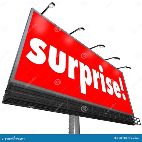 Surprise Red Billboard Banner Advertisement Shocking Discovery Stock