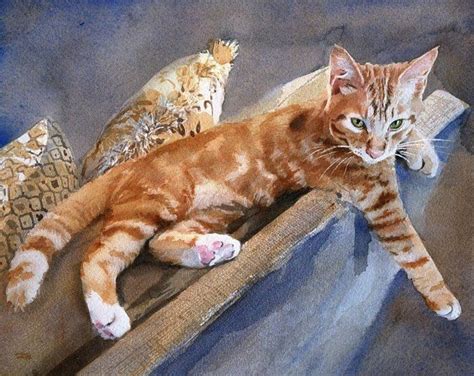 Brown Tabby Cat Art Print Of My Watercolor Painting Artwork Artist