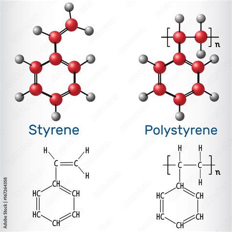 Styrene And Polystyrene PS Polymer Molecule Structural Chemical