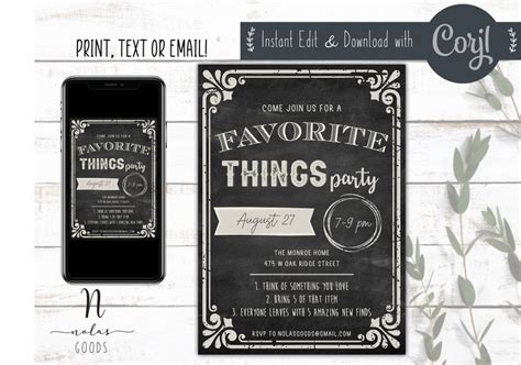 Favorite Things Party Invitation Printable My Favorite Things Etsy