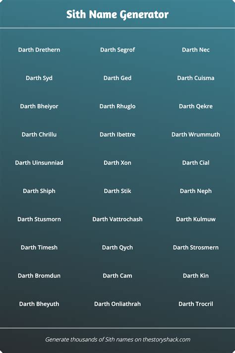Sith Name Generator 1000s Of Random Sith Names
