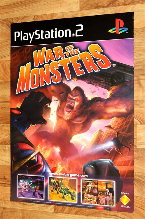 War Of The Monsters Game Store Very Rare Promo Poster Playstation 2 Ps2
