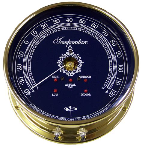 Downeaster Temperature Gauge Nautical Instrument with Blue Face- 3042B ...
