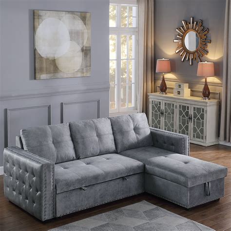 Morden Fort Sectional Sleeper Sofa with Storage & Reversible L Shape