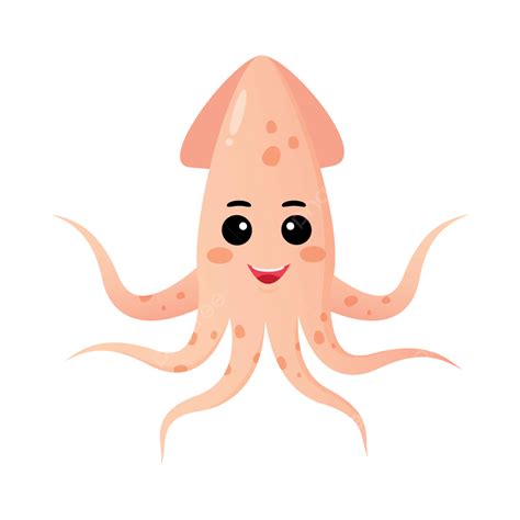 Cartoon Cute Smiling Squid Vector Squid Cartoon Cute Png And Vector