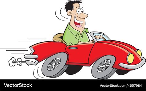 Cartoon Man Driving Car