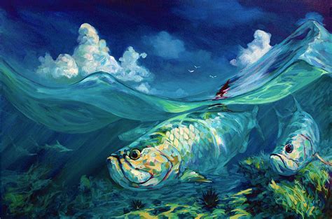 A Place Id Rather Be Caribbean Tarpon Fish Fly Fishing Painting