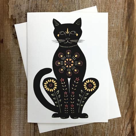 Cat Greeting Card Etsy