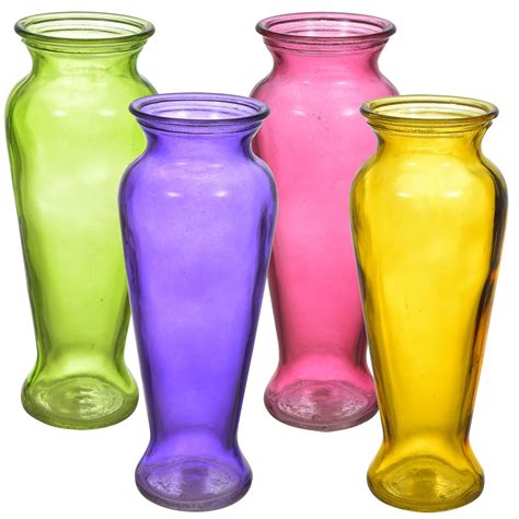 Colorful Translucent Glass Bouquet Vases 8 In