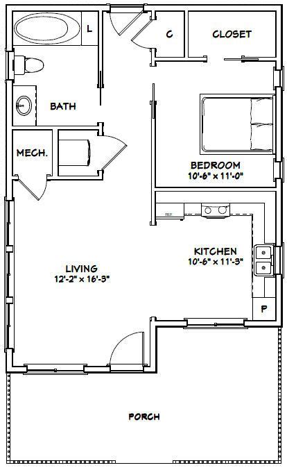 24x32 House 24x32h2 725 Sq Ft Excellent Floor Plans Small