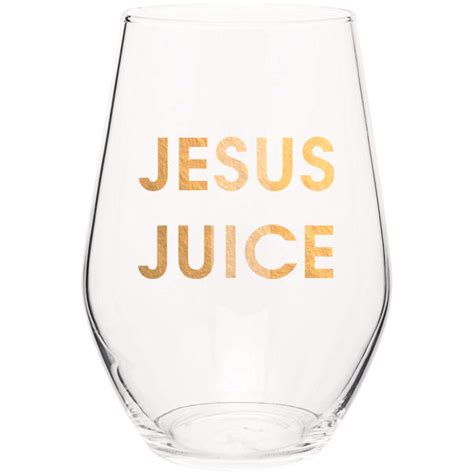 Jesus Juice Gold Foil Stemless Wine Glass Chez Gagné