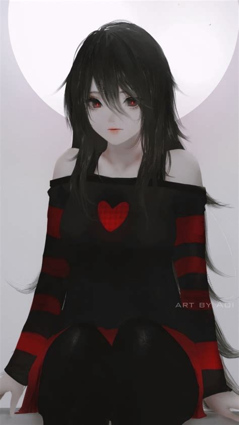 Download 720x1280 Wallpaper Artwork Anime Girl Black Dress Beautiful