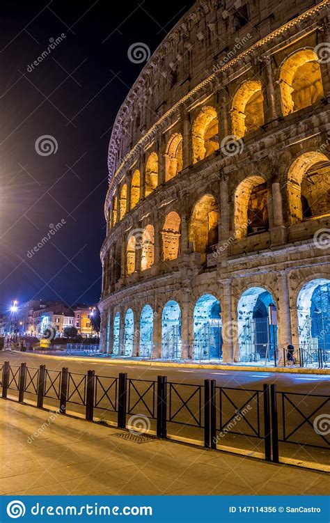 The Side Of The Great Roman Colosseum Photographed On The Street At