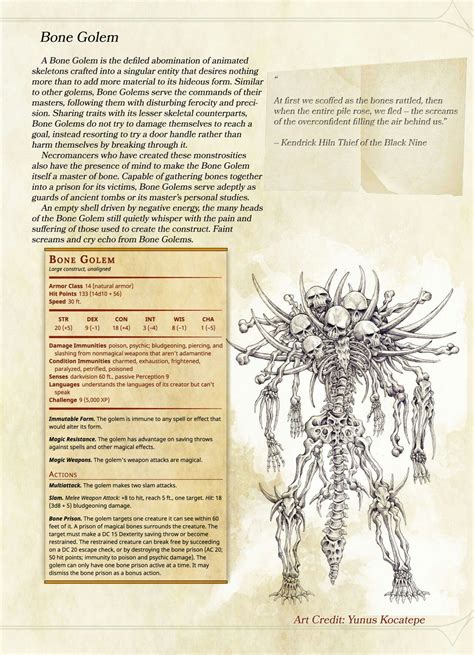 Bone Golem Dungeons And Dragons 5e Dungeons And Dragons Homebrew