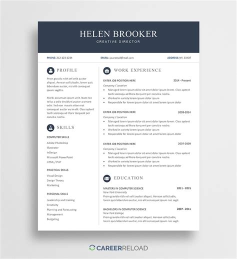 Simple, attractive and professional layout. Free Word Resume Templates - Free Microsoft Word CV Templates