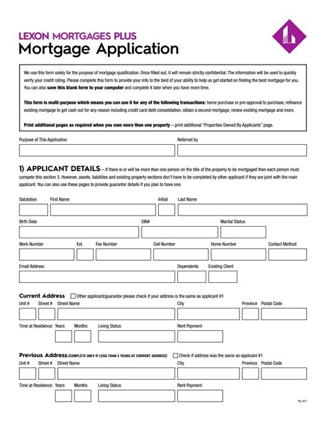 Mortgage Application Form By Lexon Issuu