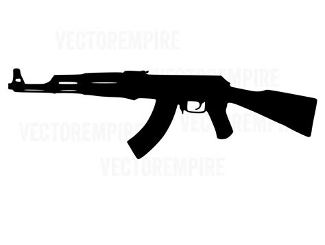 Ak 47 Mini Rifle Russian Gun Silhouette Shape Svg Digital Download