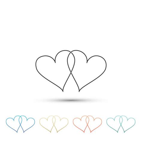Silhouette Of Two Hearts Joined Together Illustrations Royalty Free