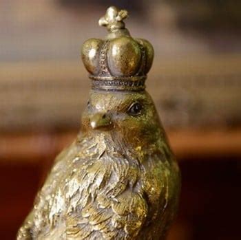 Gold Resin Bird With Crown Decorations By Gisela Graham Harrod