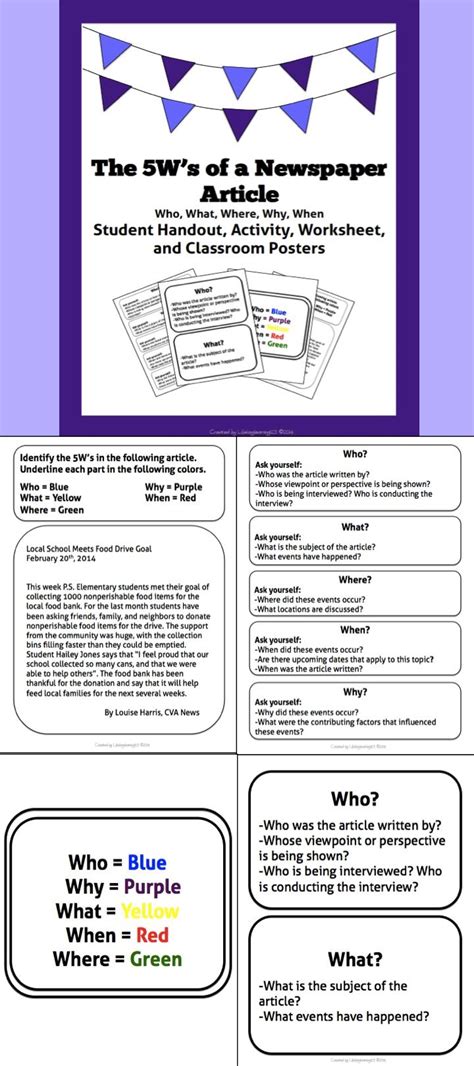 The newspaper reports teaching pack. The 5W's of a Newspaper Article: Student Activity, Handout ...