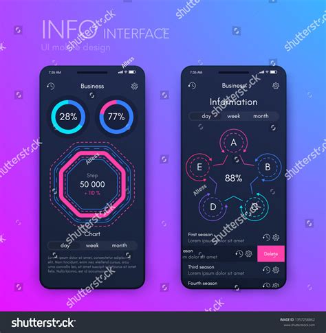 User Interface Infographics Charts Graphs Flat Stock Vector Royalty