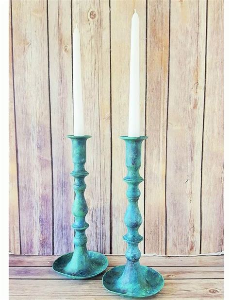 Turquoise Candle Holders Painted Candlesticks French Etsy Turquoise
