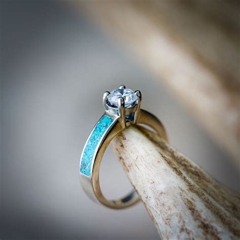 Custom Made Woman S Moissanite Ring Turquoise Turquoise Ring Opal