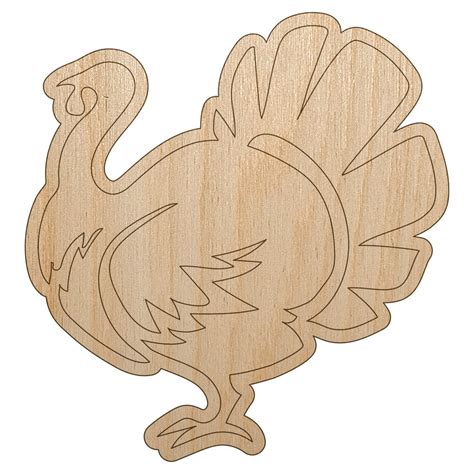 Turkey Silhouette Thanksgiving Wood Shape Unfinished Piece Cutout Craft