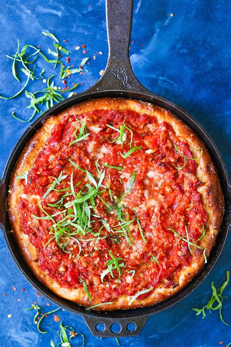 In a large bowl, combine the water, yeast, and sugar and stir to combine. Deep Dish Chicago Style Pizza - Damn Delicious