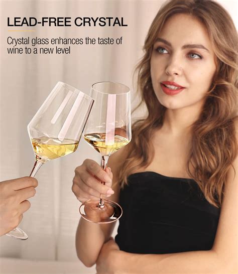 White Wine Glasses Set Of 4 Modern Crystal Hand Blown Wine Glass 15 Ozthin Rimlong Stem