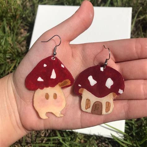 Cute Mushroom Earrings Etsy