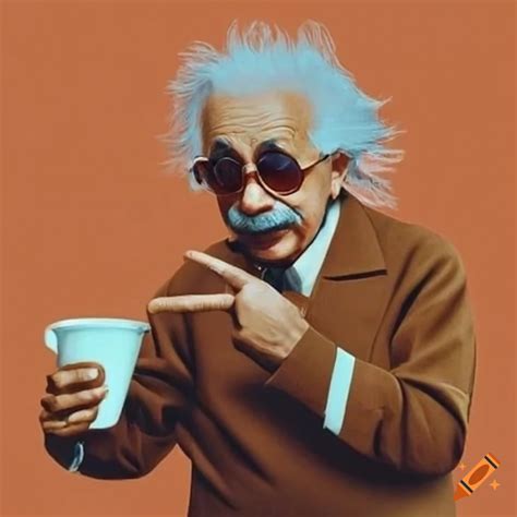 Albert Einstein Wearing Sunglasses And Sipping Cola From A Cup