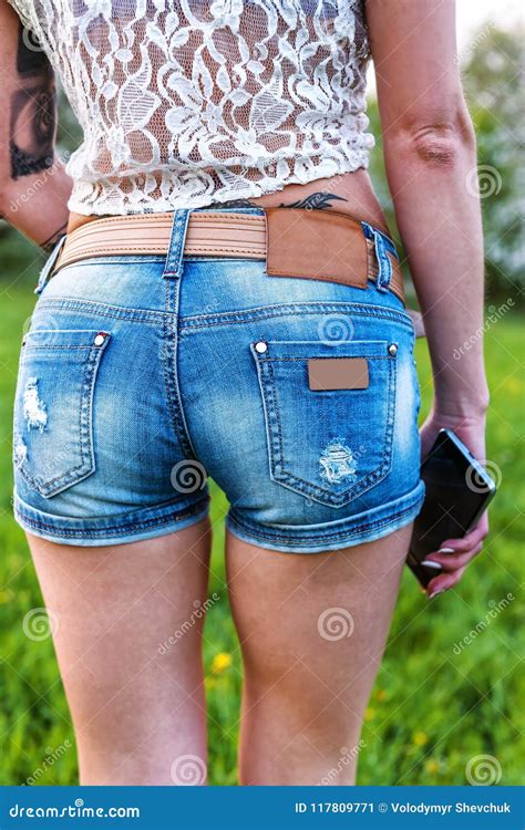 Woman In Jeans Shorts Stock Image Image Of Perfect 117809771