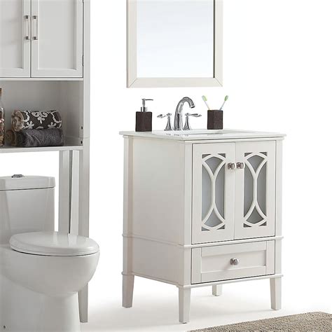 Home depot small bathroom vanities. Simpli Home Paige 24 Inch Bath Vanity with White Quartz ...