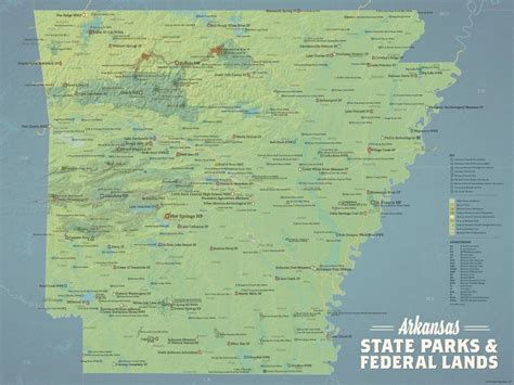 Arkansas State Parks And Federal Lands Map 18x24 Poster Etsy State