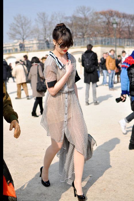 Sheer Asymmetrical Striped Shirt Dress Fashion Fashion Week Paris