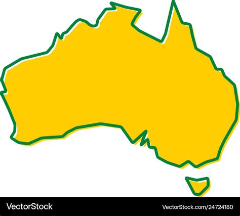 Simplified Map Of Australia Outline Fill Vector Image