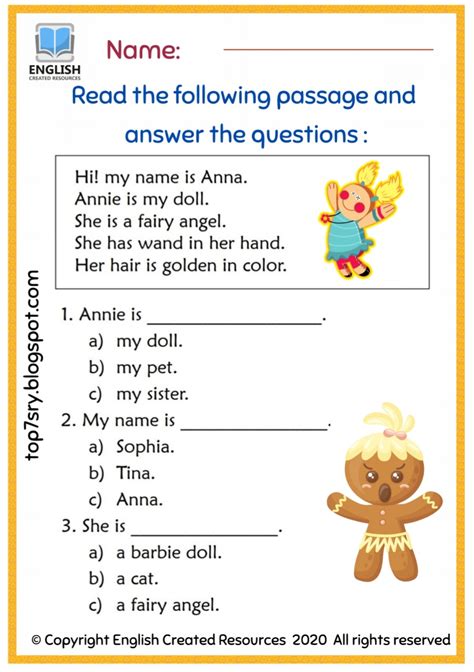 Reading Comprehension Grade English Created Resources