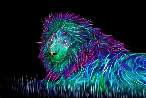 The great collection of neon animal wallpapers for desktop, laptop and mobiles. 3d neon lion illustration HD wallpaper | Wallpaper Flare