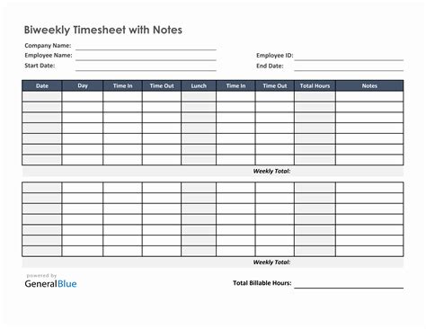 Excel Biweekly Timesheet Template